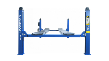 Подъемник 4-стоечный 5 т, c ручной траверсой 3 т N433, для сход-развала, электростопоры, 380 В, синий/серый 4450J_EG/EB(M)
